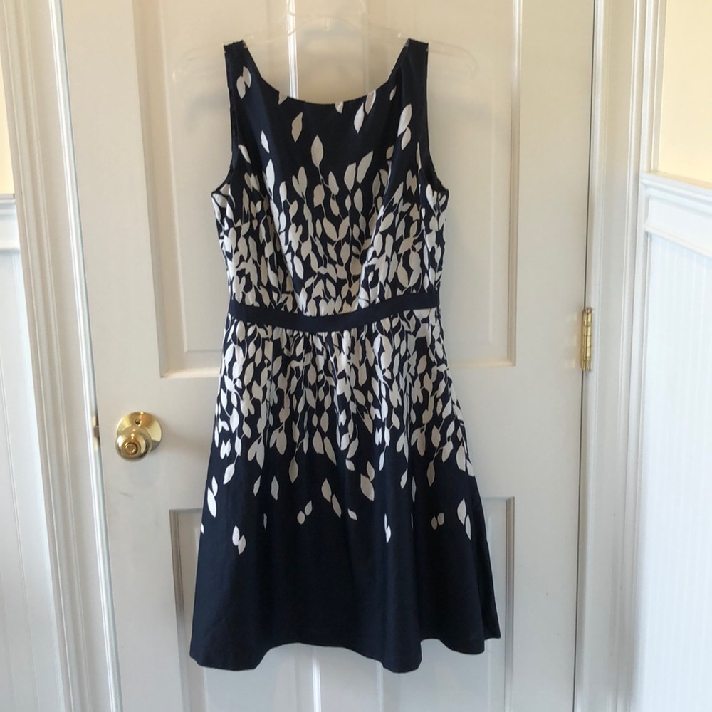 LOFT Navy Blue and White Dress